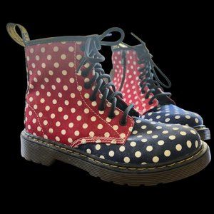 Red and Blue Polka Dot Doc Martens Boots Kids  1